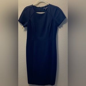 Brooks Brothers Dark Blue Sheath Fitted Suit Dress Lined Size 8